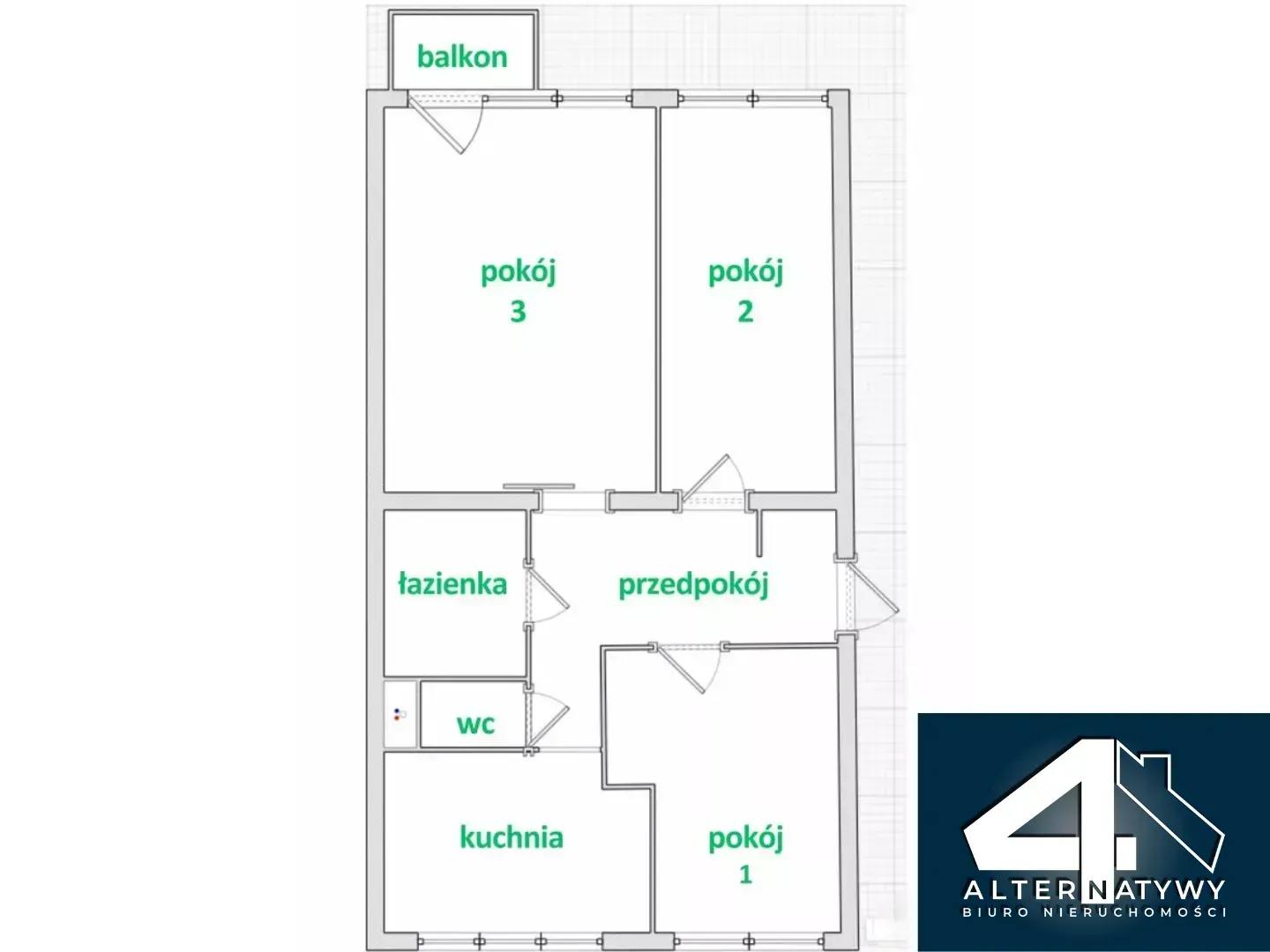 Mieszkanie z widokami, 48m2, 3 pokoje, rozkładowe 2