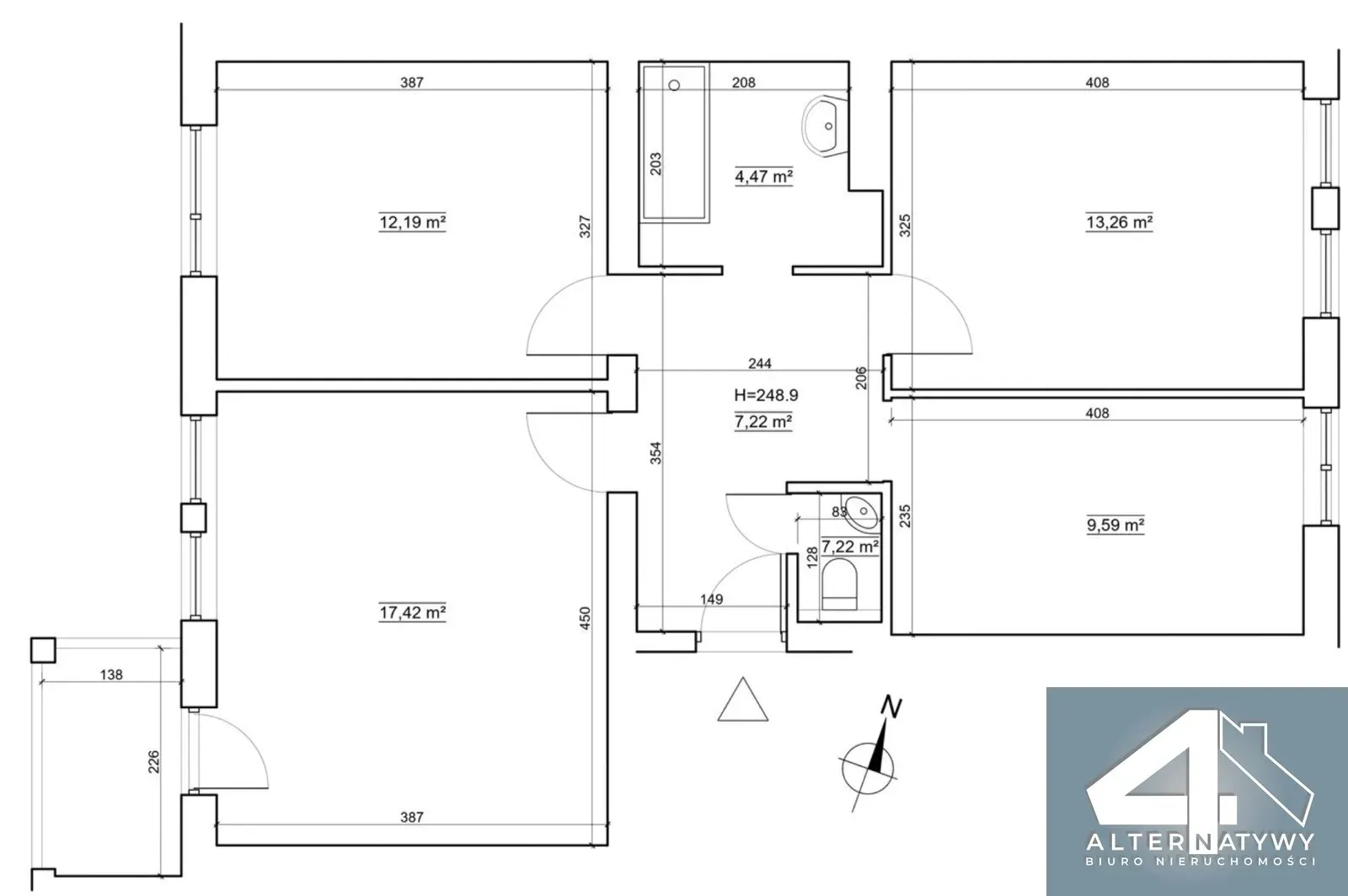 3-pokoje+kuchnia+balkon, ul.Myśliwska, 66m 7