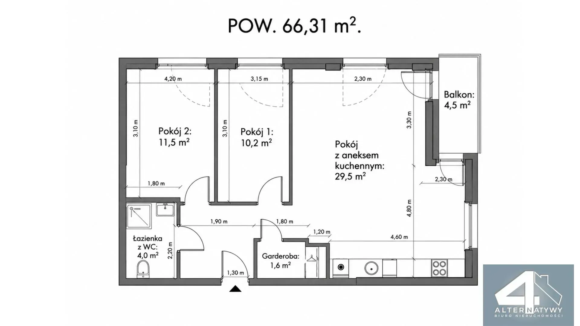 Moderna 3 pokoje|66,34m²|1piętro|Piotrków Tryb 14