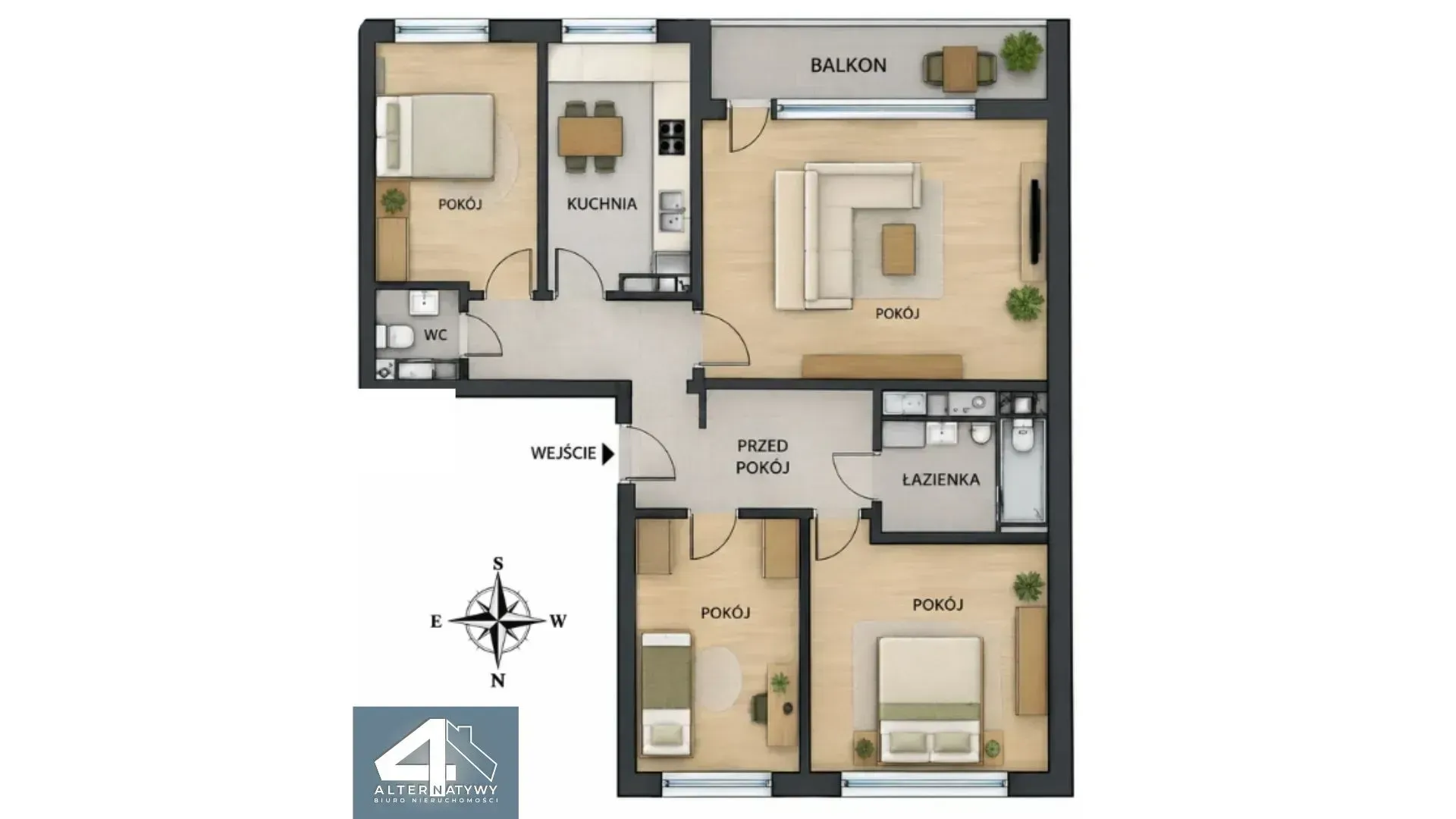 72 m², 4 Pokoje + kuchnia, os. Kopernik 17